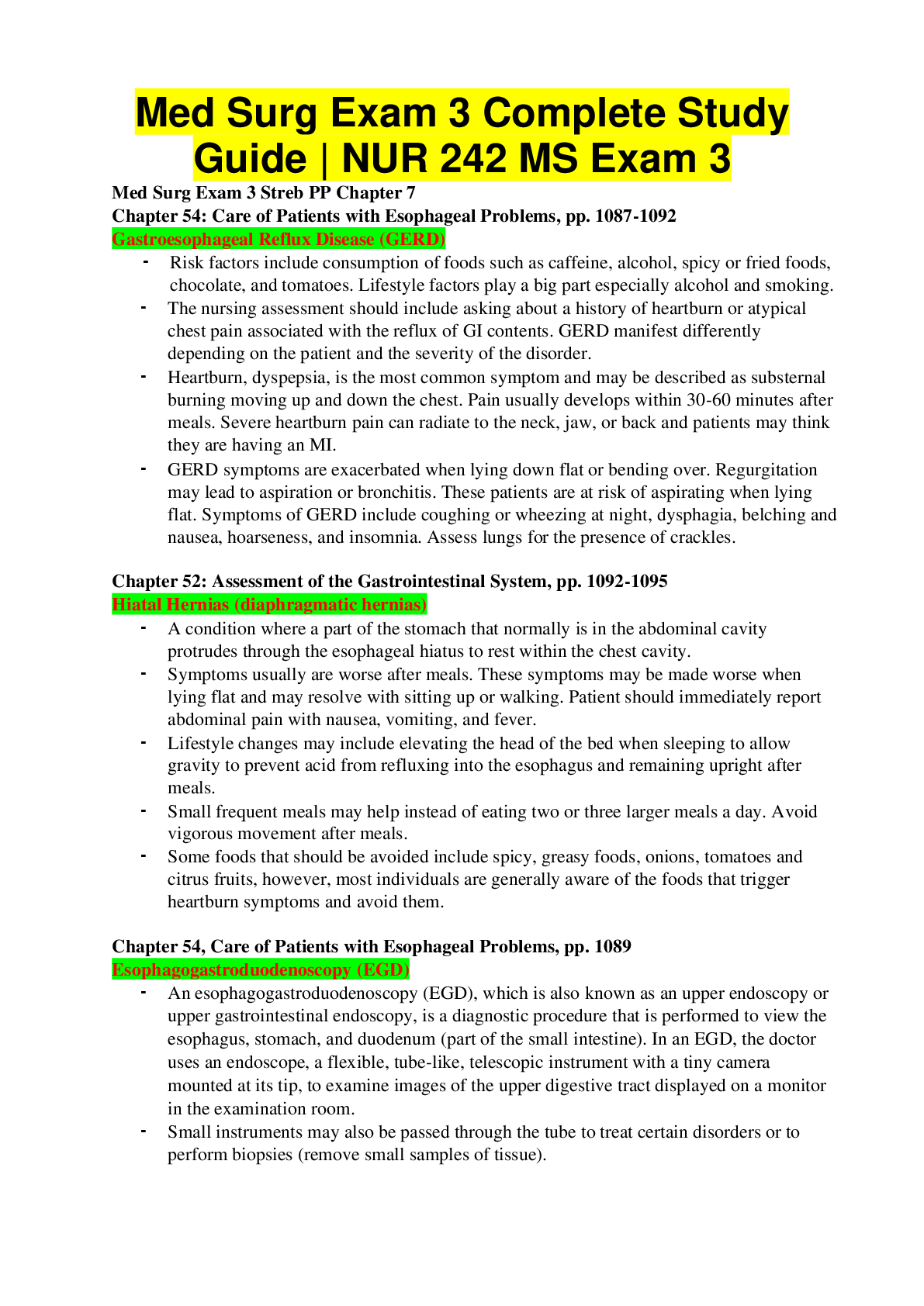 Preview image for Med Surg Exam 3 Complete Study Guide | NUR 242 MS Exam 3